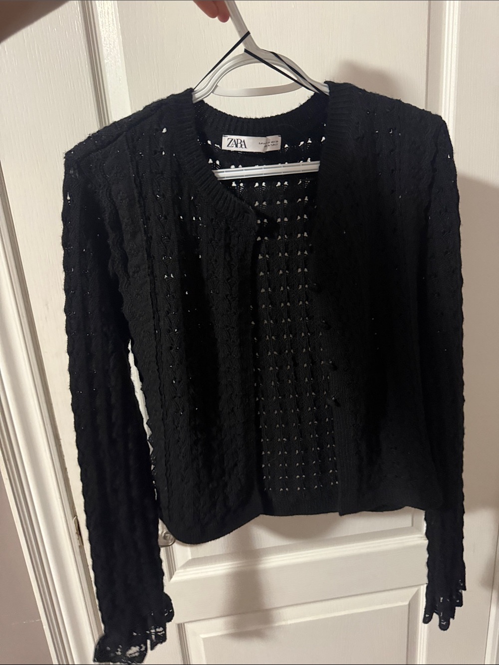 Zara Black Open-Weave Women's Cardigan